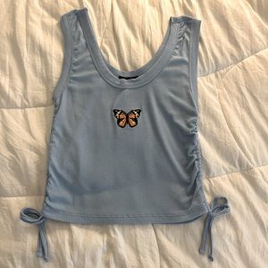 Baby Blue Butterfly Top, Rue 21, Adjustable Strings, Size Medium